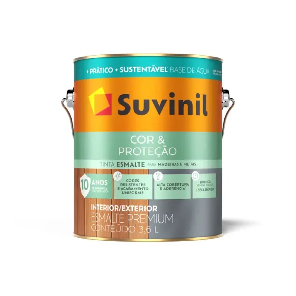 Tinta Esmalte Suvinil Cor e Proteção Base Água Branco Brilhante 3,6L