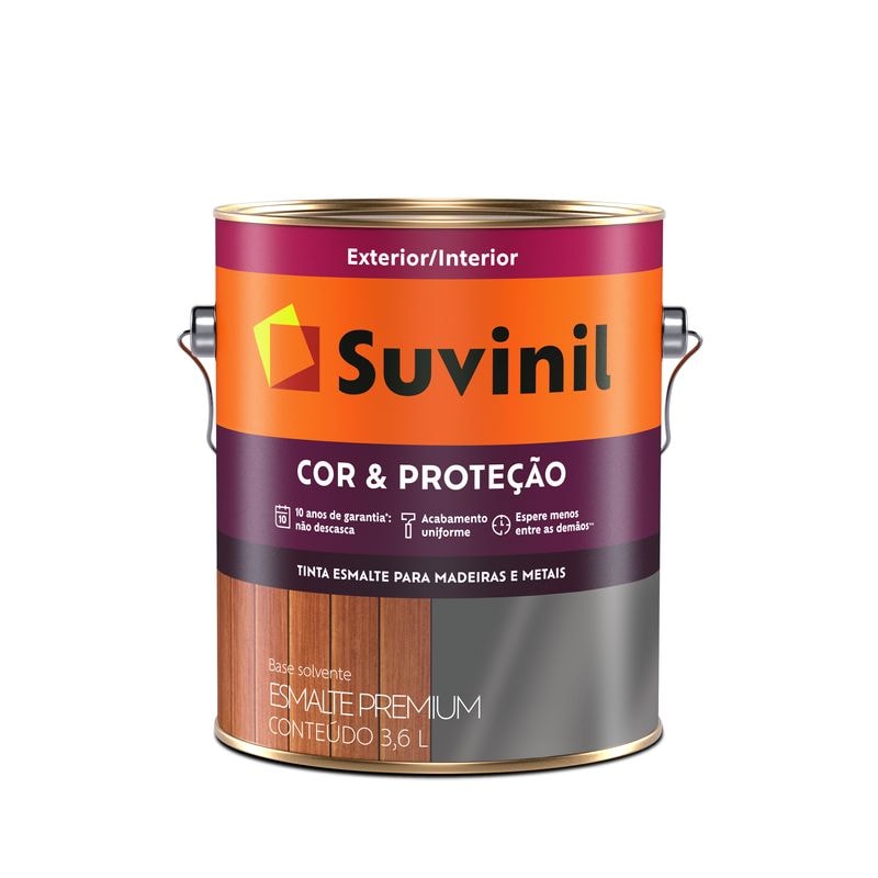 Tinta Esmalte Suvinil Cor e Proteção Brilhante Cinza Escuro 3,6L
