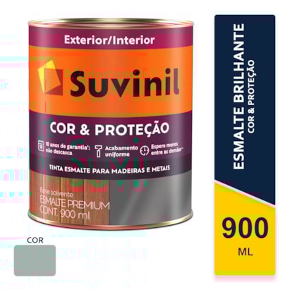 Tinta Esmalte Suvinil Cor e Proteção Cinza Médio Brilhante 0,9L