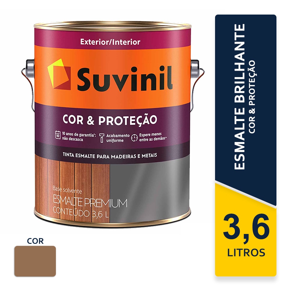 Tinta Esmalte Suvinil Cor e Proteção Conhaque Brilhante 3,6L