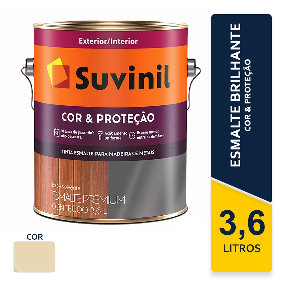 Tinta Esmalte Suvinil Cor e Proteção Marfim Nobre Brilhante 3,6L