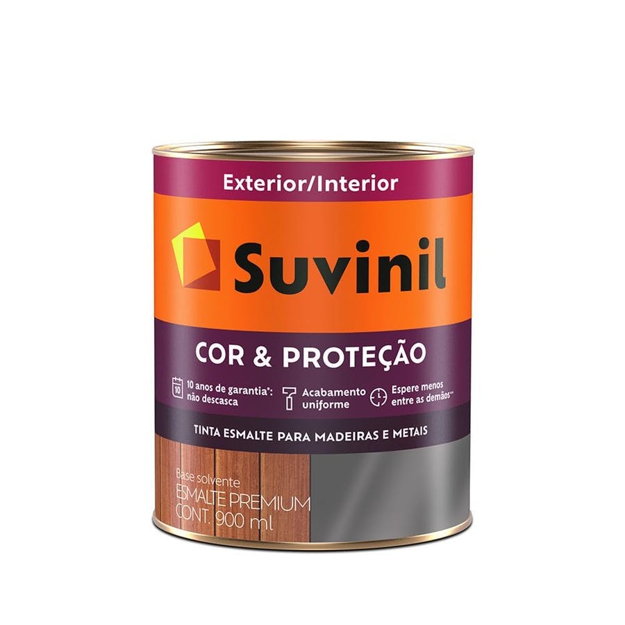 Tinta Esmalte Suvinil Cor e Proteção Platina Brilhante 0,9L