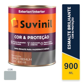 Tinta Esmalte Suvinil Cor e Proteção Platina Brilhante 0,9L