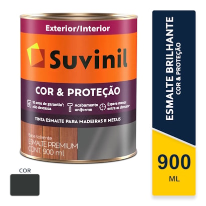 Tinta Esmalte Suvinil Cor e Proteção Preto Brilhante 0,9L