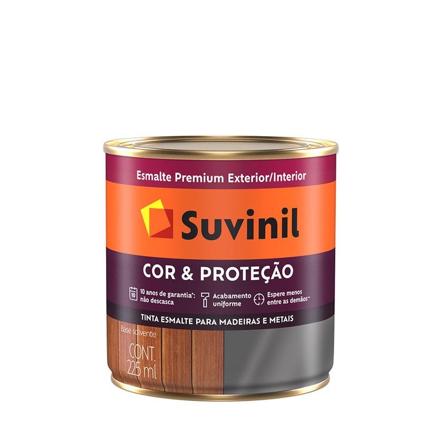 Tinta Esmalte Suvinil Cor e Proteção Preto Brilhante 225ml