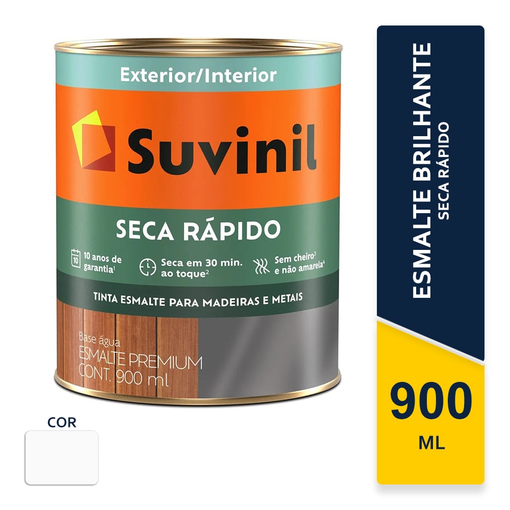 Tinta Esmalte Suvinil Seca Rápido Branco Brilhante 0,9L