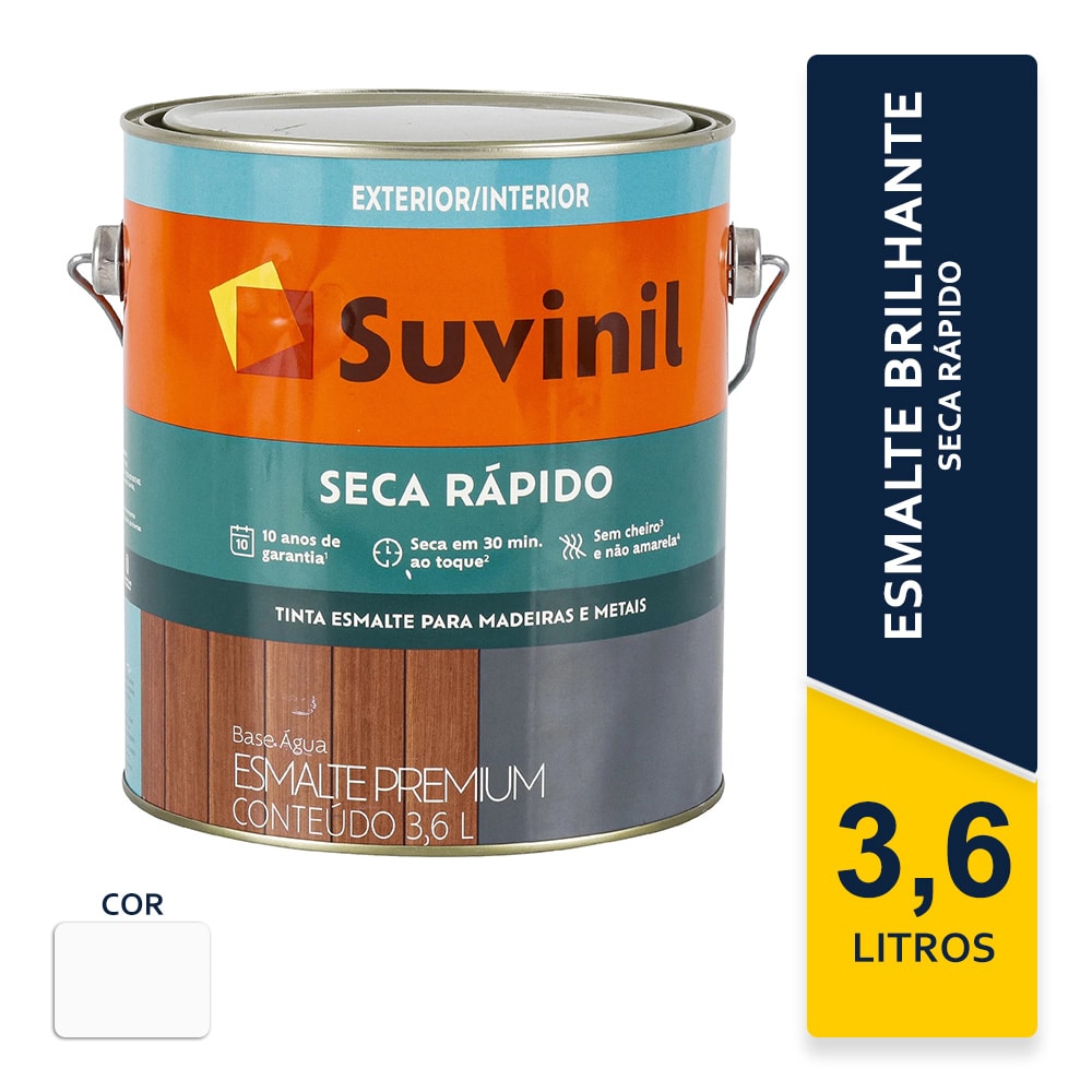 Tinta Esmalte Suvinil Seca Rápido Branco Brilhante 3,6L