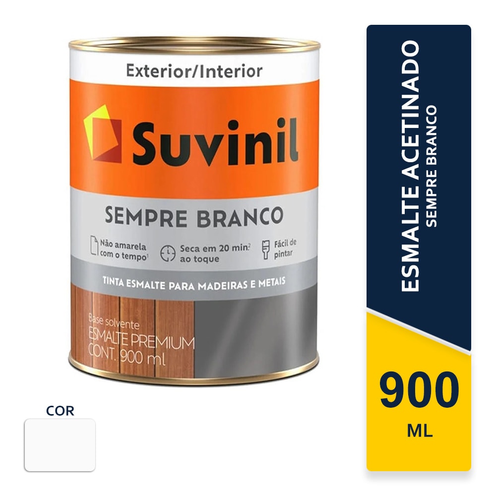 Tinta Esmalte Suvinil Sempre Branco Acetinado 0,9L