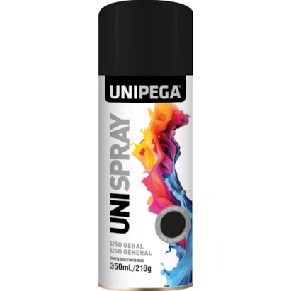 Tinta Spray Unipega Uso Geral 350ml/210g Preto Brilhante - 05340164