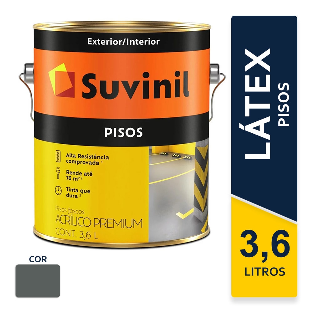 Tinta Suvinil Acrílica Pisos Cinza Escuro 3,6L