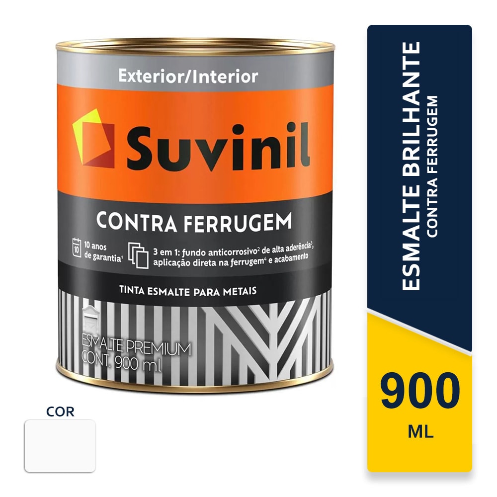 Tinta Suvinil Esmalte Contra Ferrugem Branco Brilhante 0,9L