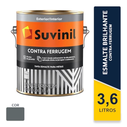 Tinta Suvinil Esmalte Contra Ferrugem Cinza Escuro Brilhante 3,6L