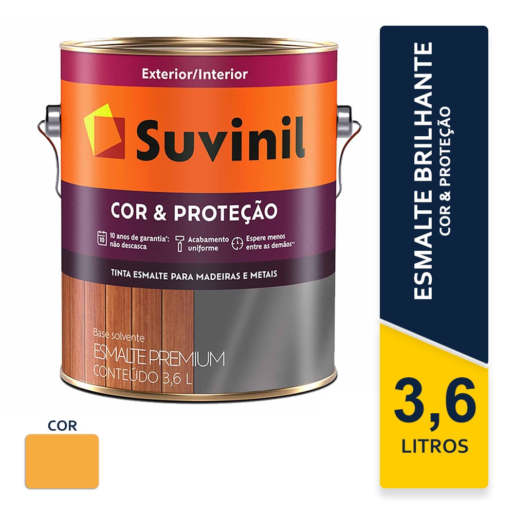 Tinta Suvinil Esmalte Cor e Proteção Amarelo Ouro Brilhante 3,6L