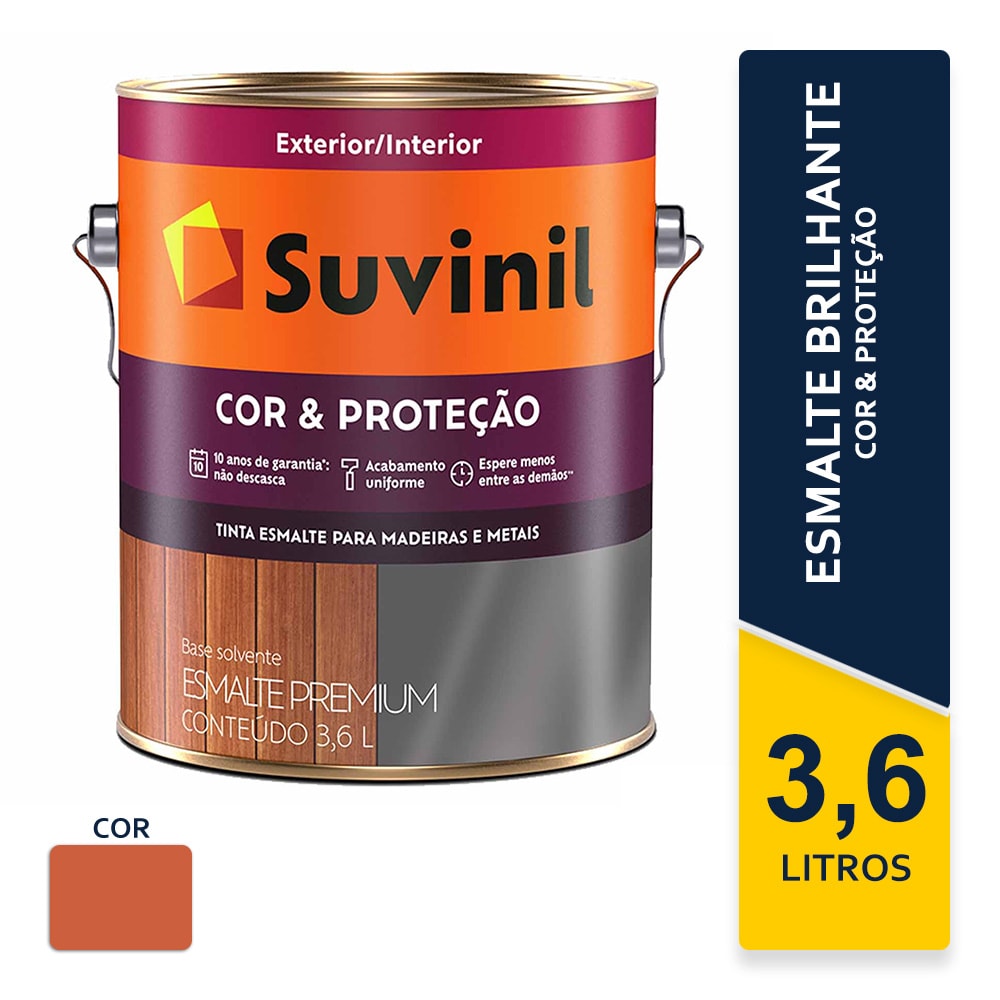 Tinta Suvinil Esmalte Cor e Proteção Laranja Brilhante 3,6L