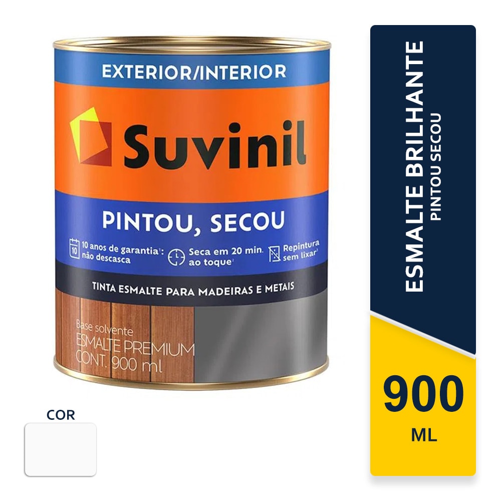 Tinta Suvinil Esmalte Pintou Secou Branco Brilhante 0,9L