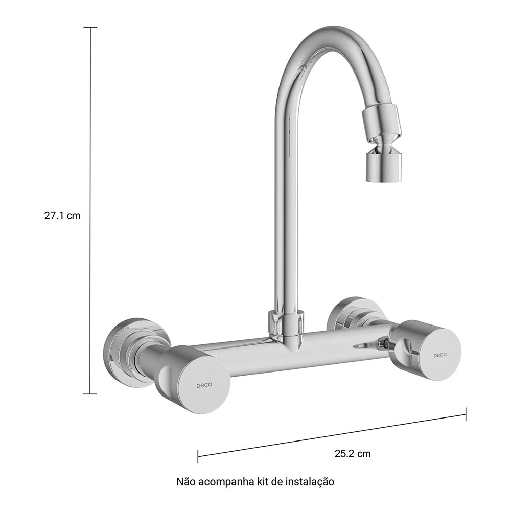 Torneira Misturador para Cozinha Deca Aspen Parede Cromado - 1258.C35