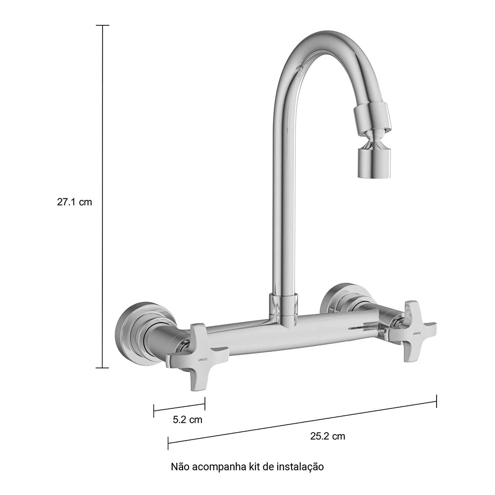 Torneira Misturador para Cozinha Deca Max Parede Cromado - 1258.C34