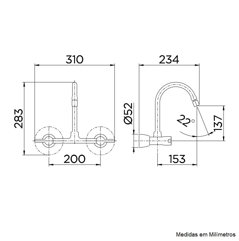 Torneira Misturador para Cozinha Docol Chess Parede Cromado - 00739706
