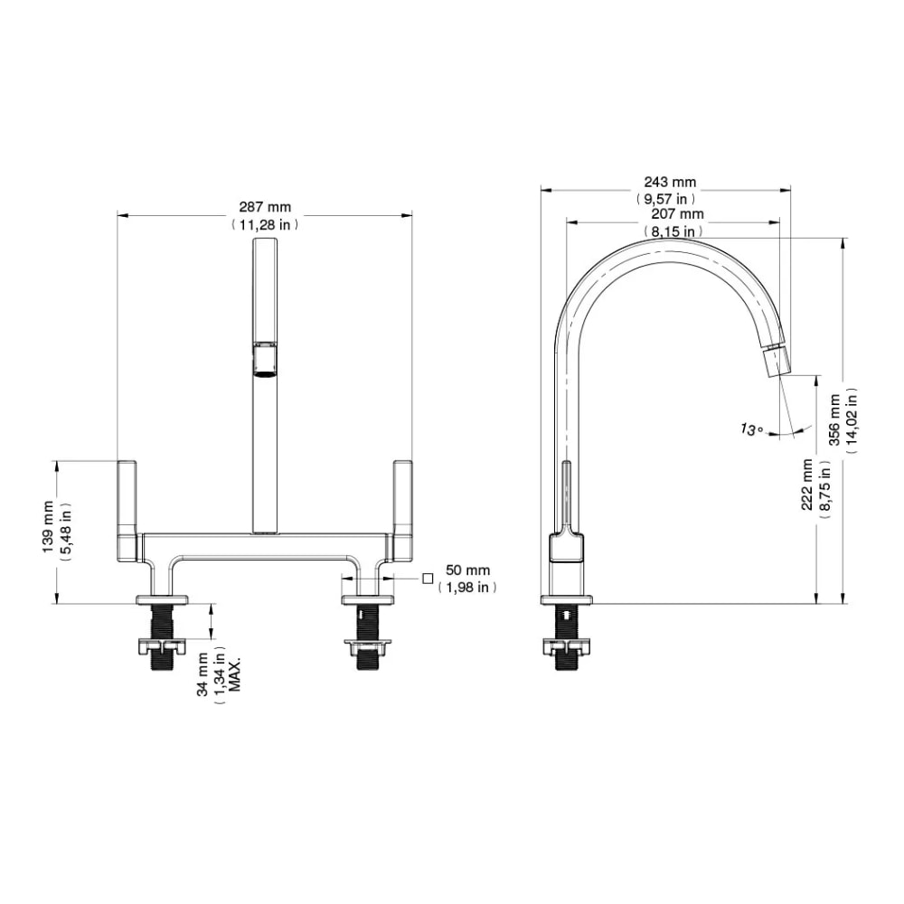 Torneira Misturador para Cozinha Docol Mesa Quad Bica Alta Cromado - 708706