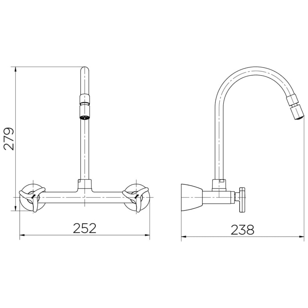 Torneira Misturador para Cozinha Docol Nova Trio Parede Cromado - 90012591006