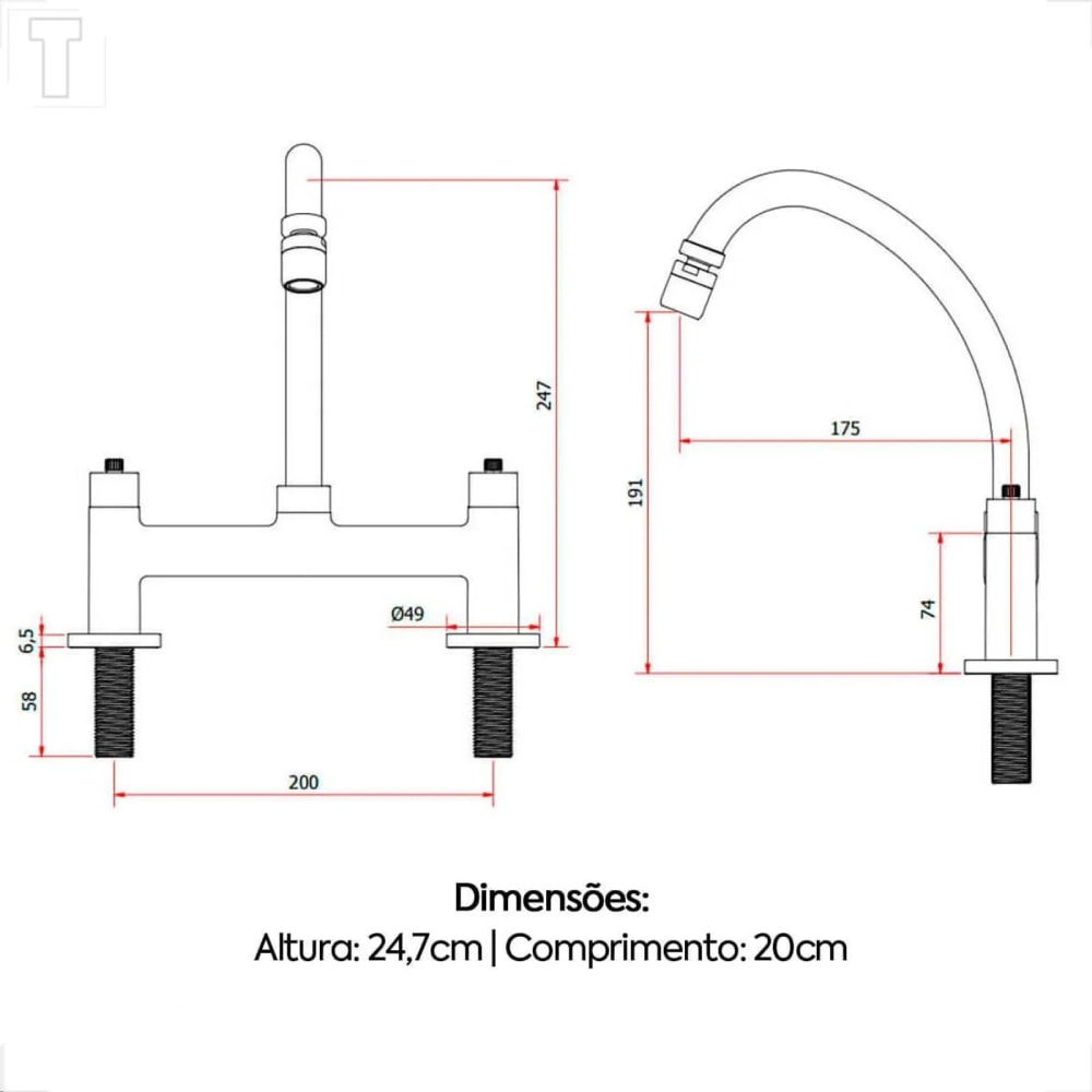 Torneira Misturador para Cozinha Kimetais Delic Slim C58 Mesa Cromado - MT001907