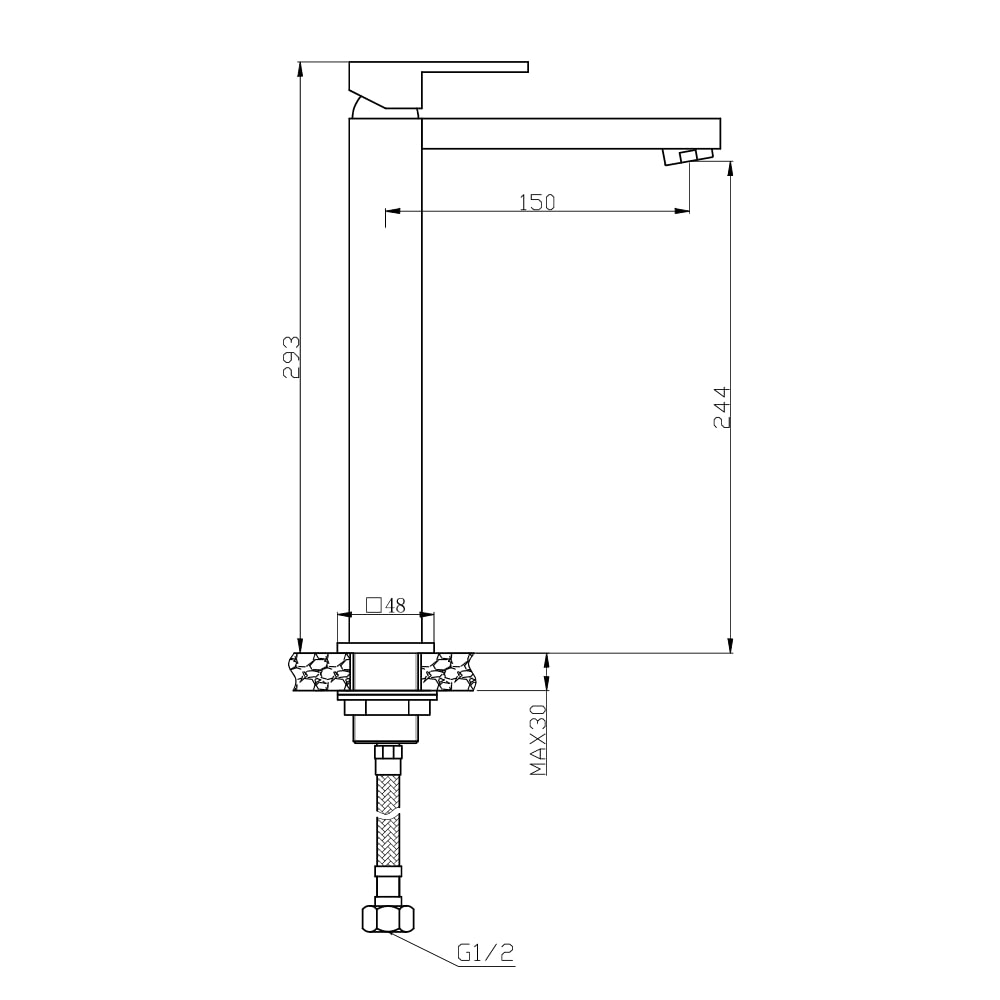 Torneira Monocomando para Banheiro Dax Havel Mesa Bica Alta Black Matte - DAX-2885-HV-BL