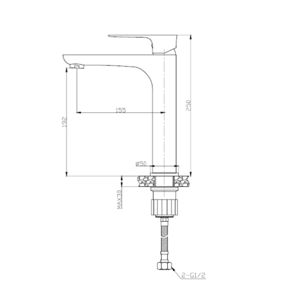 Torneira Monocomando para Banheiro Dax Mendoza Mesa Bica Alta Rose Gold - DAX-2885-MZ-RG