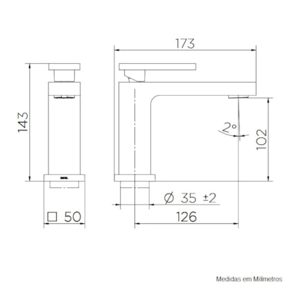 Torneira Monocomando para Banheiro Docol New Edge Bica Baixa Mesa Grafite Escovado - 00925370