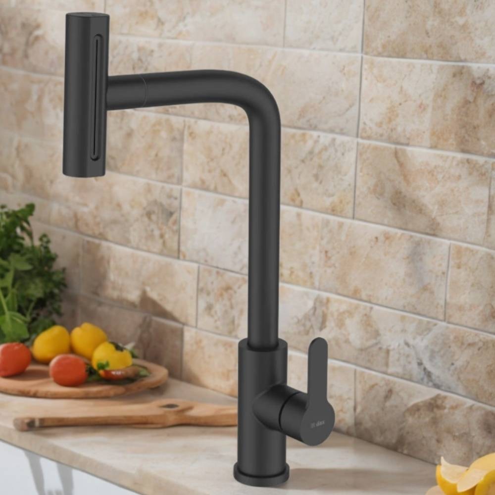 Torneira Monocomando para Cozinha Dax Ghazal com Ducha Movel Black - DAX-2255-GZ-BL