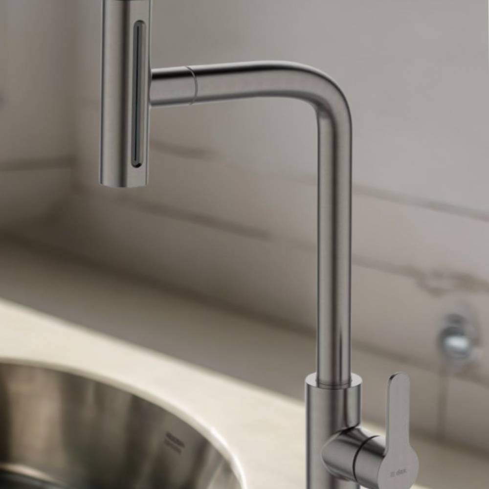 Torneira Monocomando para Cozinha Dax Ghazal com Ducha Movel Cinza - DAX-2255-GZ-GR