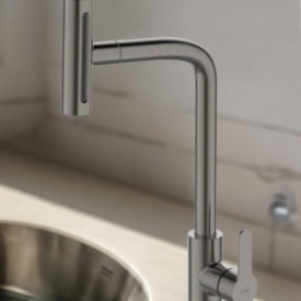 Torneira Monocomando para Cozinha Dax Ghazal com Ducha Movel Cinza - DAX-2255-GZ-GR