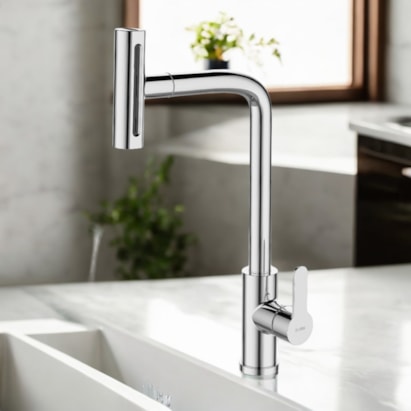 Torneira Monocomando para Cozinha Dax Ghazal com Ducha Movel Cromada - DAX-2255-GZ-CR