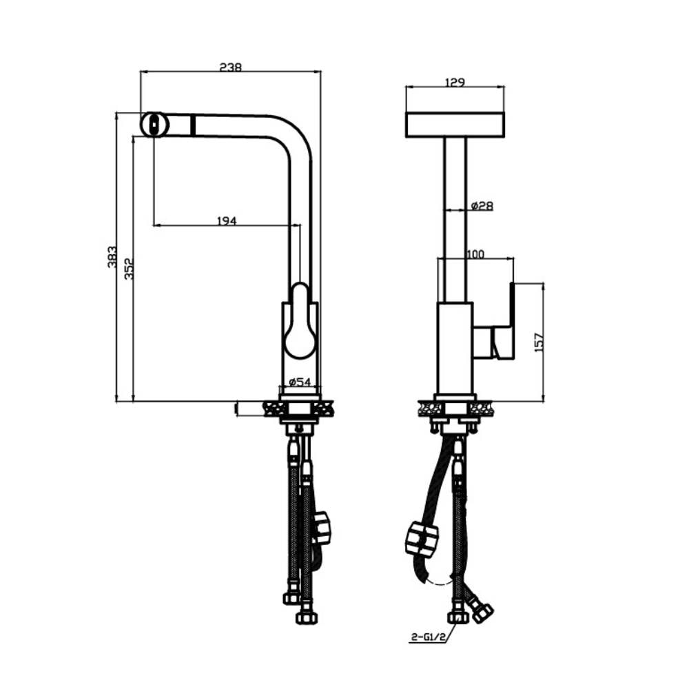 Torneira Monocomando para Cozinha Dax Ghazal com Ducha Movel Cromada - DAX-2255-GZ-CR