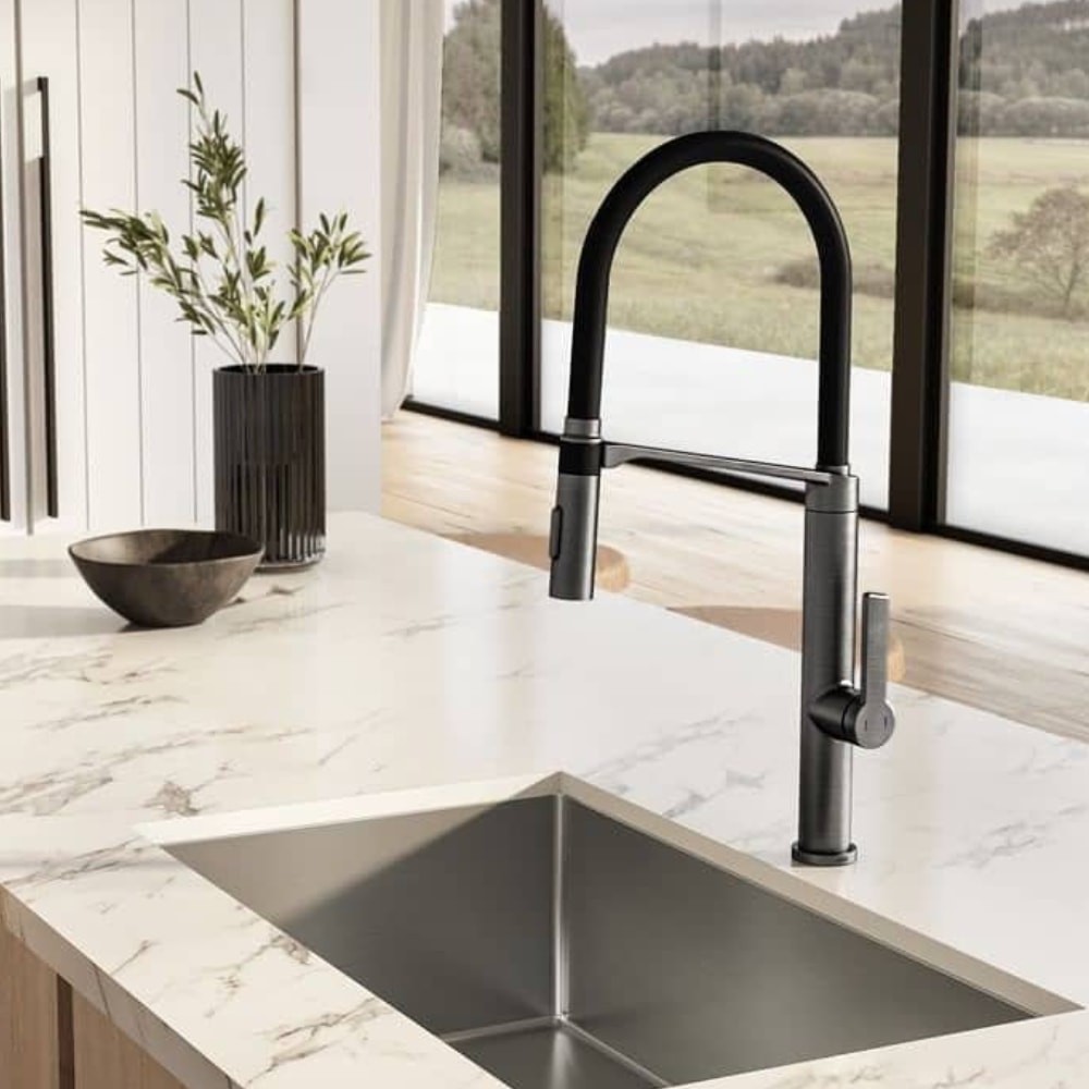 Torneira Monocomando para Cozinha Docol Doc Grafite Escovado e Preta - 6957BD