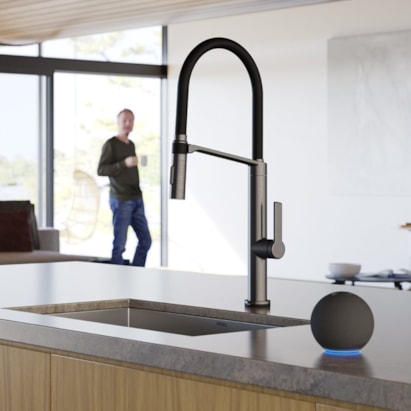 Torneira Monocomando para Cozinha Docol Doc Inox Escovado e Preta - 6957BI