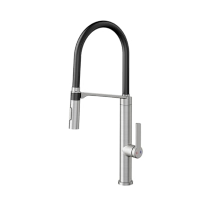 Torneira Monocomando para Cozinha Docol Doc Inox Escovado e Preta - 6957BI