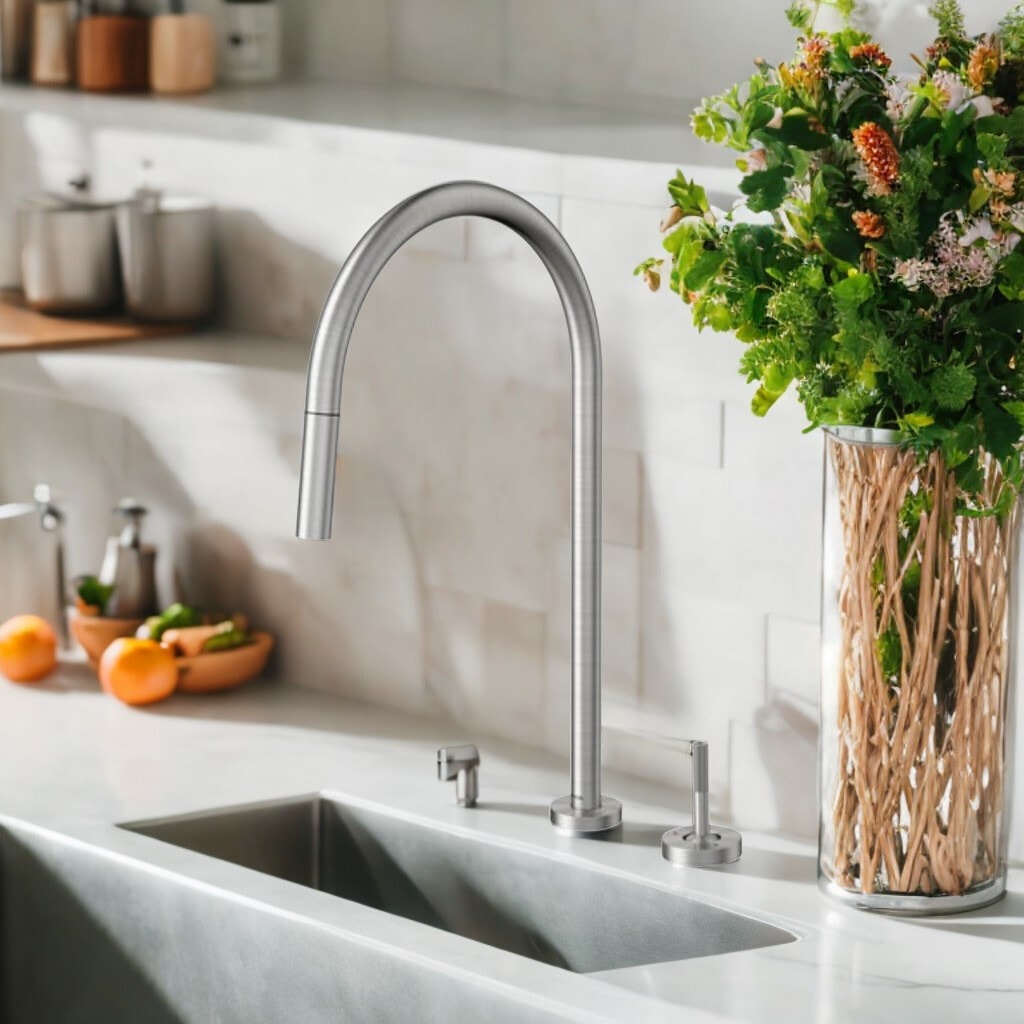 Torneira Monocomando para Cozinha Joystick Docol com Ducha Retratil Inox Escovado - 15462BH