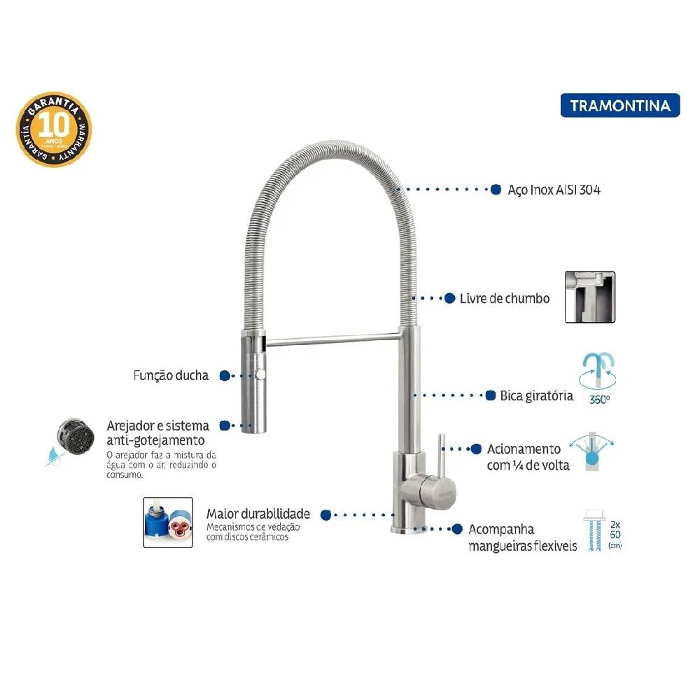 Torneira Monocomando para Cozinha Tramontina Versatile - 94520029