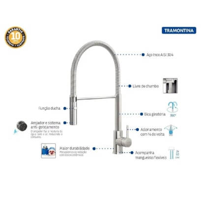 Torneira Monocomando para Cozinha Tramontina Versatile - 94520029