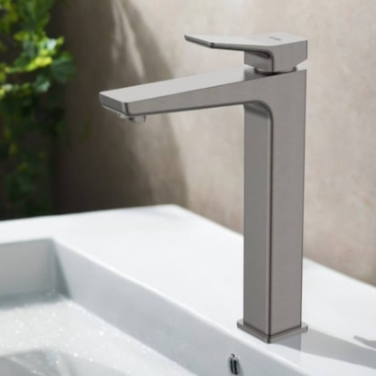 Torneira Monocomando para Lavatório Bica Alta Dax Tamisa Cinza - DAX-2581-TM-GR