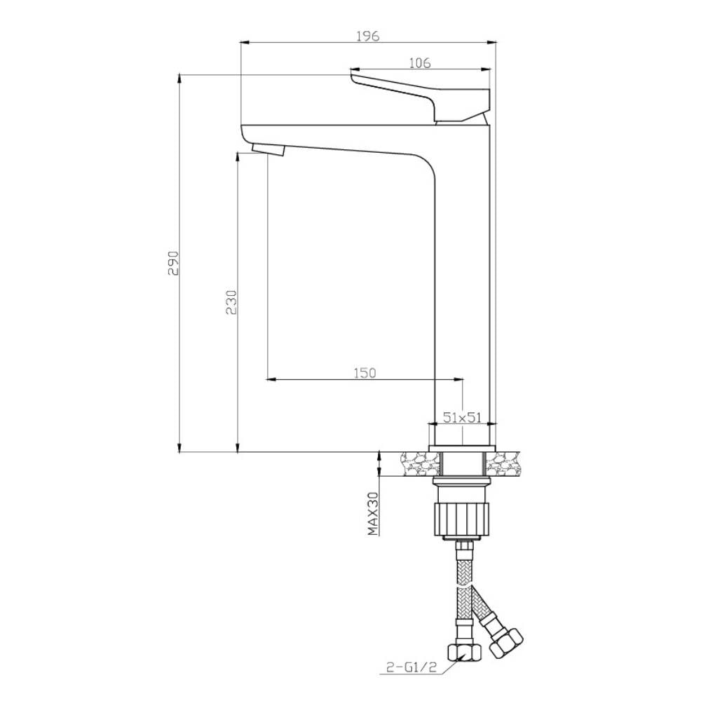 Torneira Monocomando para Lavatório Bica Alta Dax Tamisa Cromado - DAX-2581-TM-CR