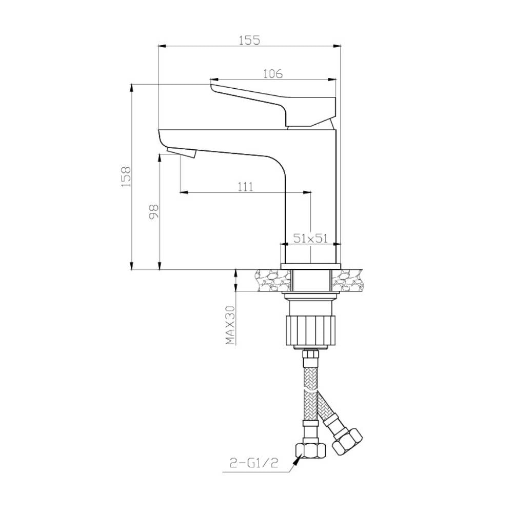 Torneira Monocomando para Lavatório Bica Baixa Dax Tamisa Black - DAX-2580-TM-BL