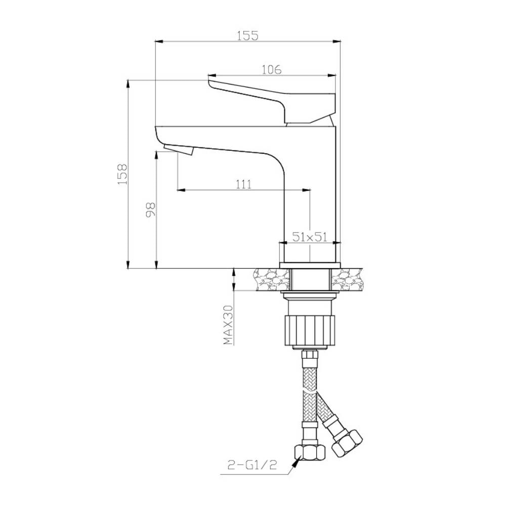 Torneira Monocomando para Lavatório Bica Baixa Dax Tamisa Cinza - DAX-2580-TM-GR