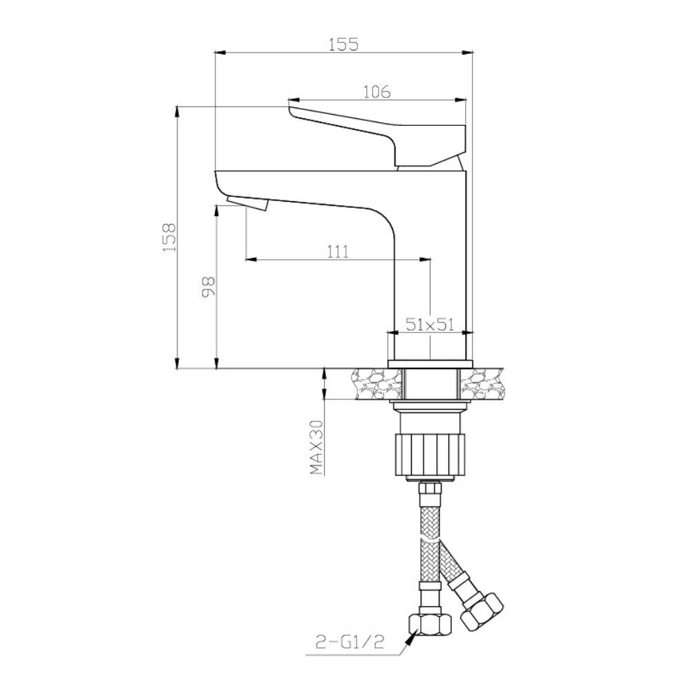 Torneira Monocomando para Lavatório Bica Baixa Dax Tamisa Cromado - DAX-2580-TM-CR