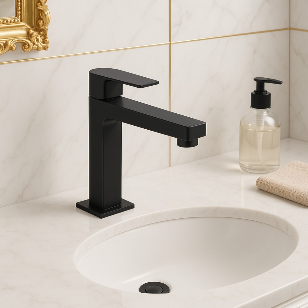 Torneira Para Banheiro Deca Level Bica Média Black Noir - 1193.BL26.NO