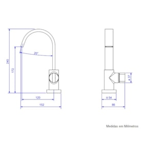 Torneira para Banheiro Deca Polo Bica Alta Mesa Black Noir - 1198.BL33.NO
