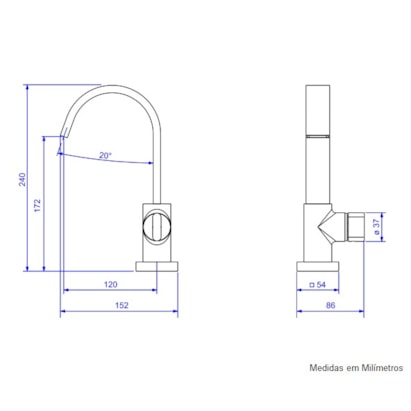Torneira para Banheiro Deca Polo Bica Alta Mesa Black Noir - 1198.BL33.NO