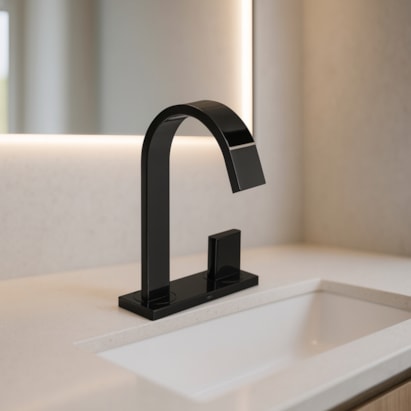 Torneira para Banheiro Deca Polo Mesa com Chapa Bica Alta Black Noir - 1191.BL33.NO