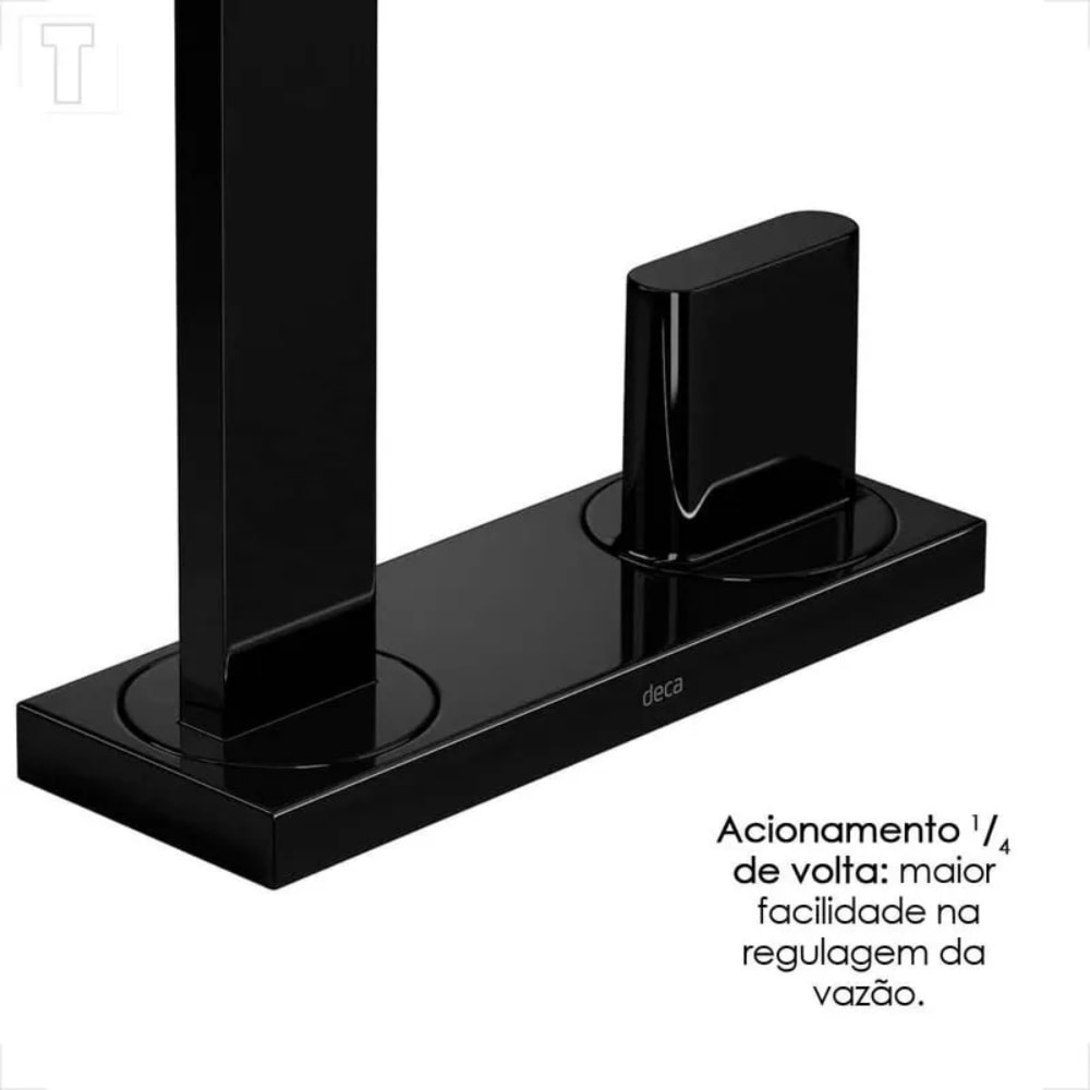 Torneira para Banheiro Deca Polo Mesa com Chapa Bica Alta Black Noir - 1191.BL33.NO