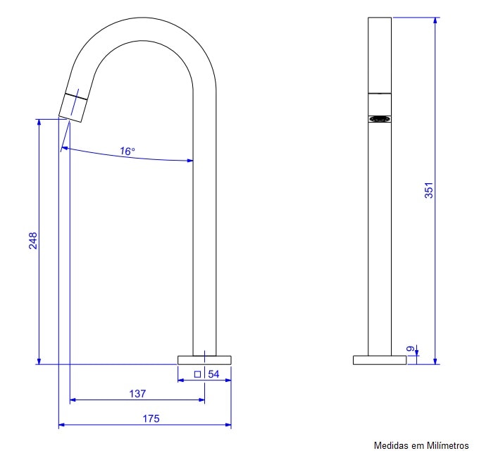 Torneira para Banheiro Deca Tube Bica Alta Mesa Gold Matte - 1198.GL.TUB.MT